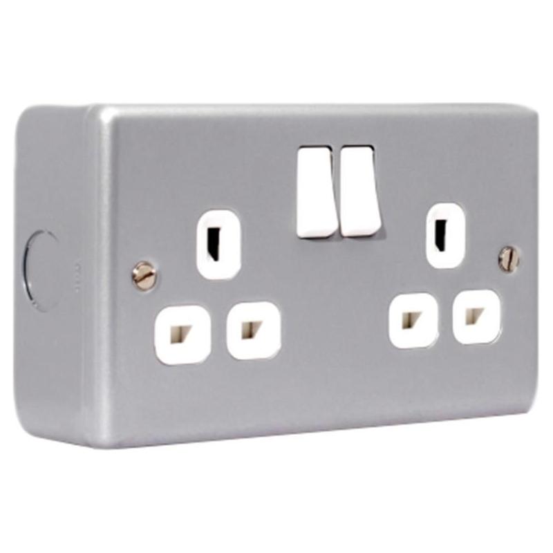 Masterplug Metal Clad Switched Socket 2-Gang 13A Masterplug - RockBottom Northampton