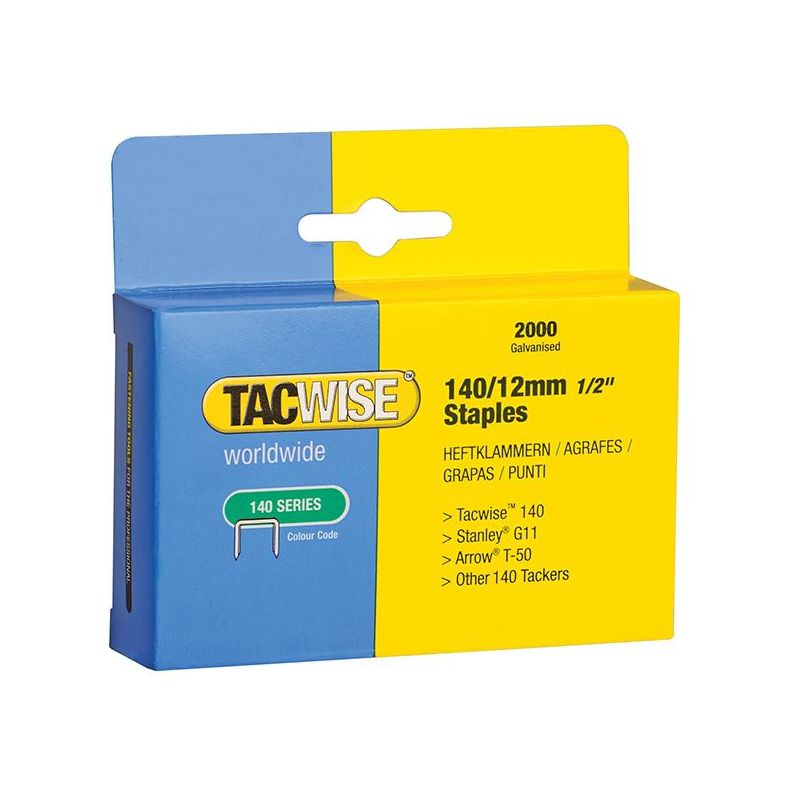 Tacwise 140 Heavy-Duty Staples 12mm (Type T50 G) (Pack 2000) Tacwise - RockBottom Northampton