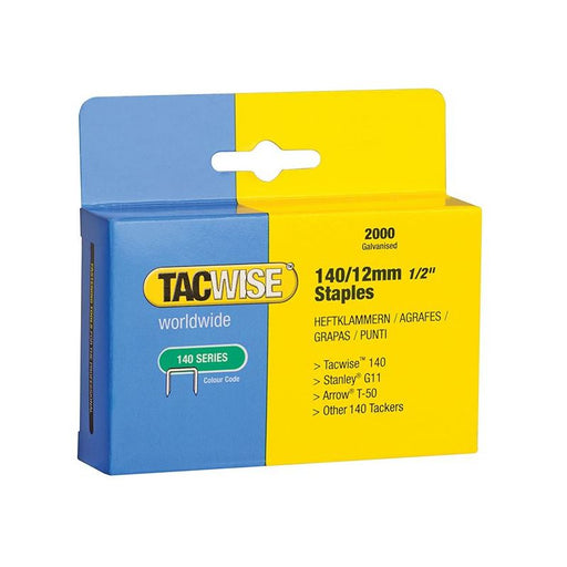 Tacwise 140 Heavy-Duty Staples 12mm (Type T50 G) (Pack 2000) Tacwise - RockBottom Northampton