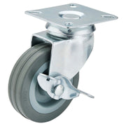 Draper Swivel Plate Fixing Rubber Castor with Brake, 75mm Diameter, S.W.L. 70kg Draper - Town Tools