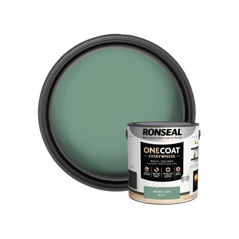 Ronseal One Coat Everywhere Interior Paint Muted Jade Matt 2.5 litre Ronseal - RockBottom Nothampton