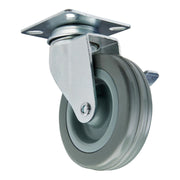 Draper Swivel Plate Fixing Rubber Castor with Brake, 100mm Diameter, S.W.L. 80kg Draper - Town Tools