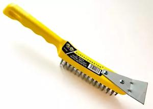Worldwide Tools 4 Row Hand Wire Brush with Scraper