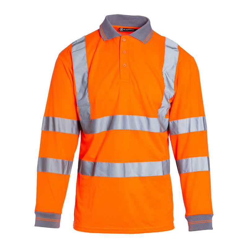 Blackrock Hi-Vis Polo Shirt Long Sleeve - Orange size L