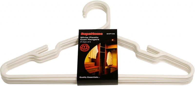 Supahome Plastic Coat Hanger 5Pk White