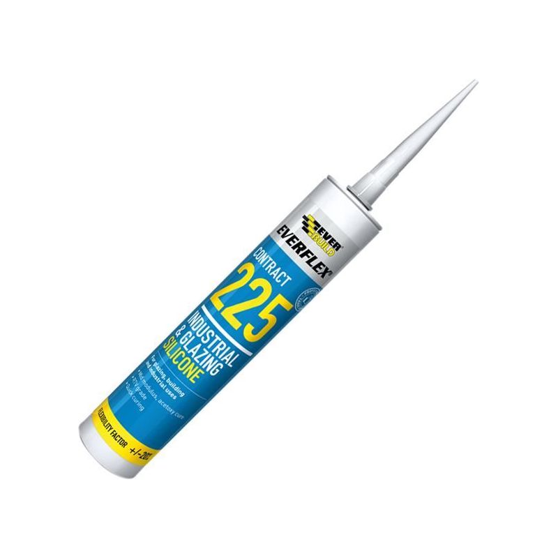 Everbuild Sika Everflex® 225 Industrial & Glazing Silicone White 295ml Everbuild Sika - RockBottom Northamptin