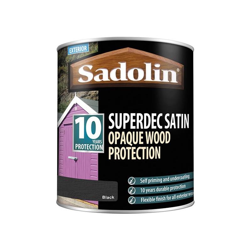Sadolin Superdec Opaque Wood Protection Black Satin 1 litre Sadolin - RockBottom Nothampton