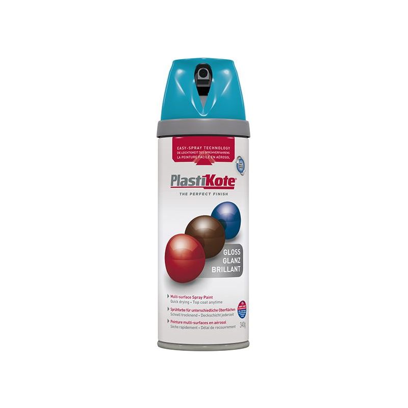 Plastikote Twist & Spray Gloss Mediterranean Blue 400ml PlastiKote - RockBottom Nothampton