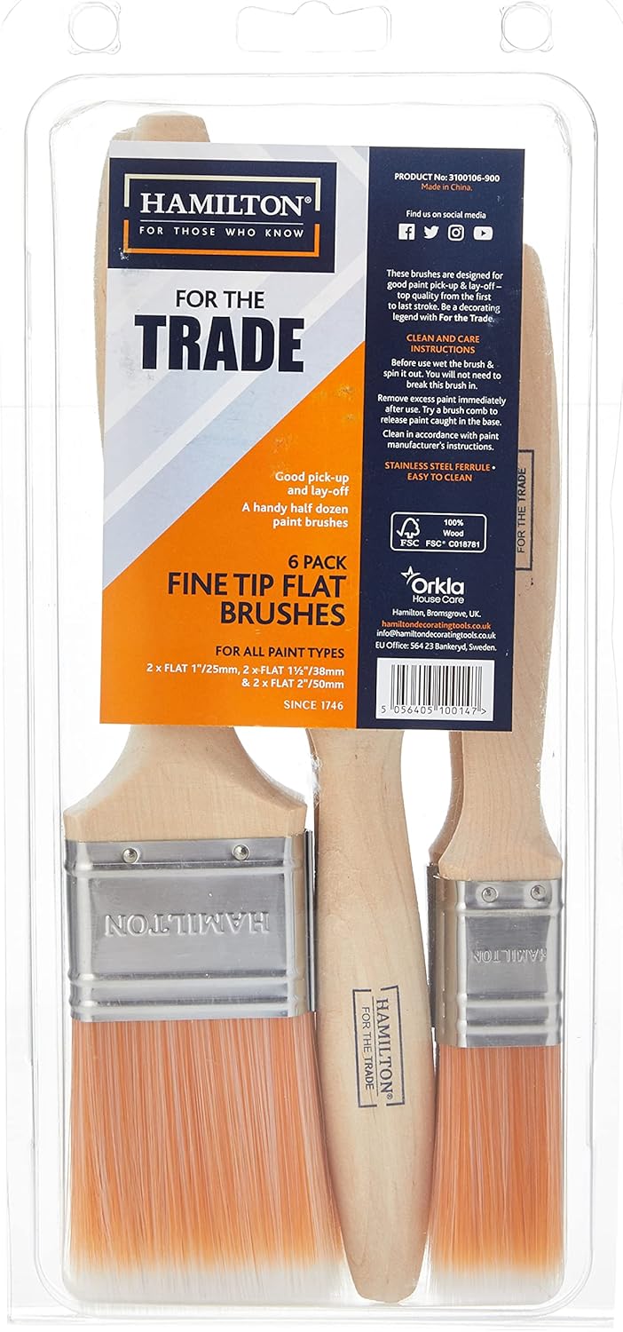 Hamilton 6 Pack Fine Tip Brushes