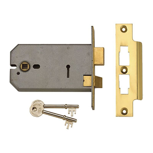 Union 2077-6 3 Lever Horizontal Mortice Lock Polished Brass 149mm UNION - RockBottom Northampton