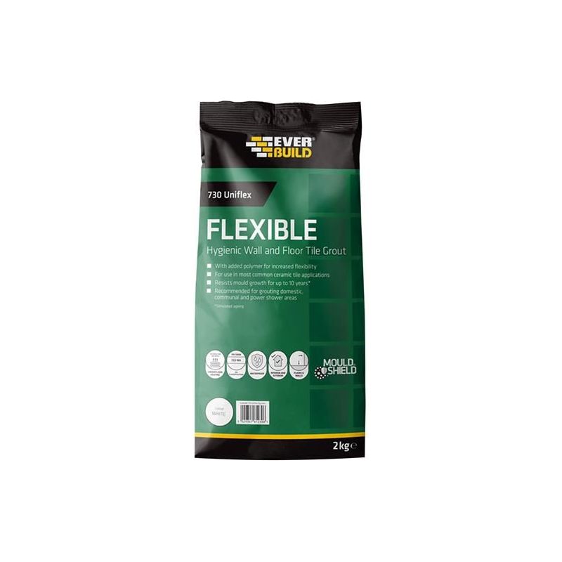 Everbuild Sika 730 Uniflex Hygienic Tile Grout White 2.5kg Everbuild Sika - RockBottom Northamptin