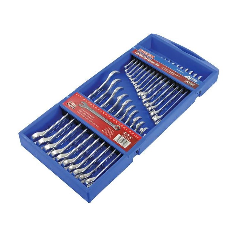 Faithfull Chrome Vanadium Comb Spanner Set, 25 Piece Faithfull - RockBottom Northampton