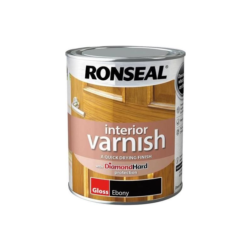 Ronseal Interior Varnish Quick Dry Gloss Ebony 750ml Ronseal - RockBottom Nothampton