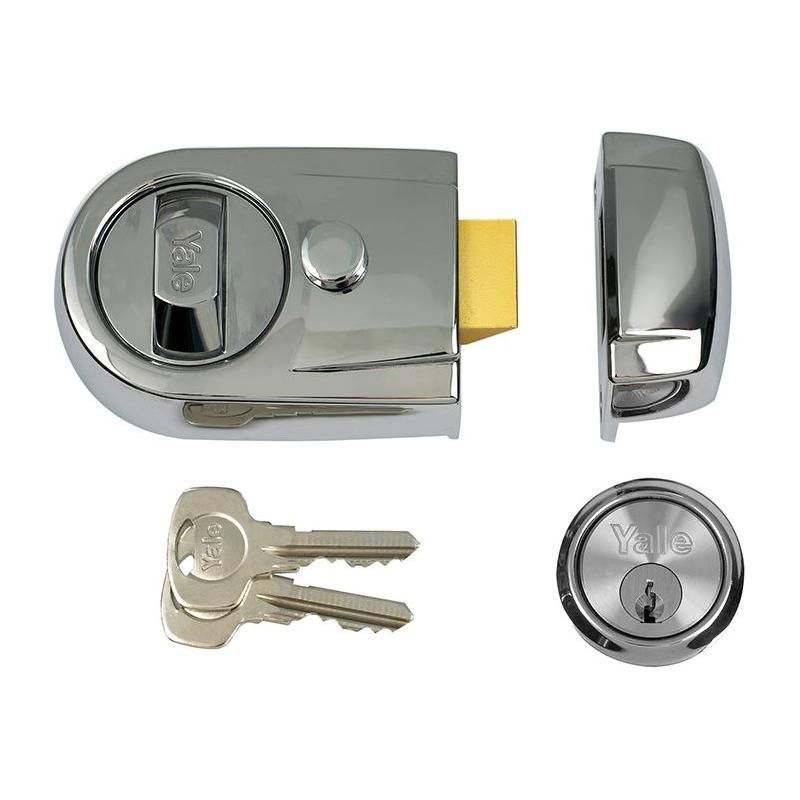 Yale Locks Y3 Nightlatch Modern 60mm Backset Polished Chrome Finish Visi Yale Locks - RockBottom Northampton