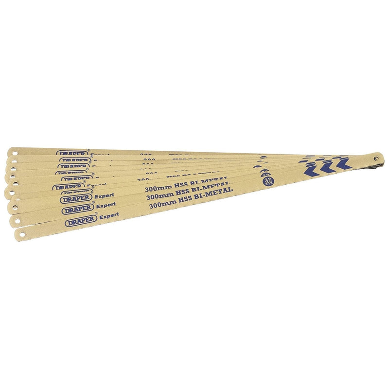 Draper Bi-metal Hacksaw Blades, 300mm, 32tpi (Pack of 10) 38266 Draper - Town Tools 