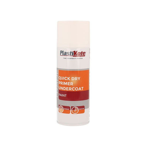 Plastikote Trade Quick Dry Primer Spray White 400ml PlastiKote - RockBottom Nothampton