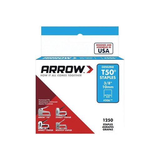 Arrow T50 Staples 10mm (3/8in) (Box 1250) Arrow - RockBottom Northampton 