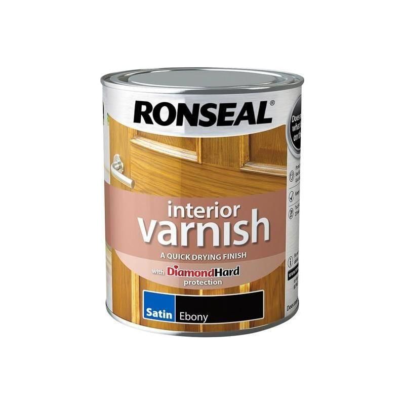 Ronseal Interior Varnish Quick Dry Satin Ebony 750ml Ronseal - RockBottom Nothampton