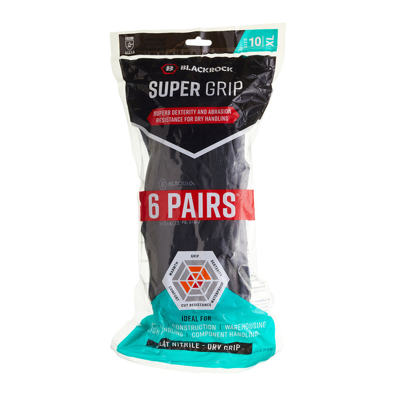 Blackrock Super Grip Gloves Pack 6 Pairs - size 10/XL