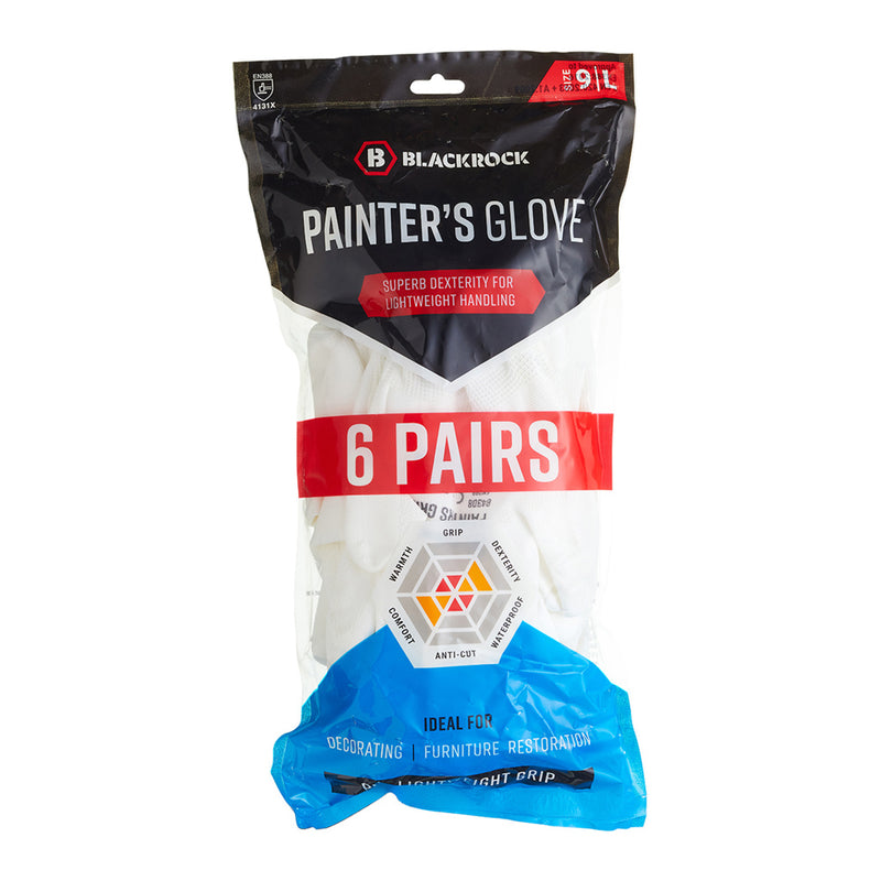 Blackrock Painter's Lightweight PU Gripper Gloves Pack 6 Pairs - size 9/L