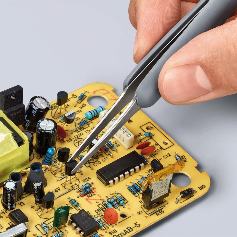 Draper Knipex 92 21 11 ESD Precision Tweezers with rubber handles ESD, 123mm Draper - Town Tools