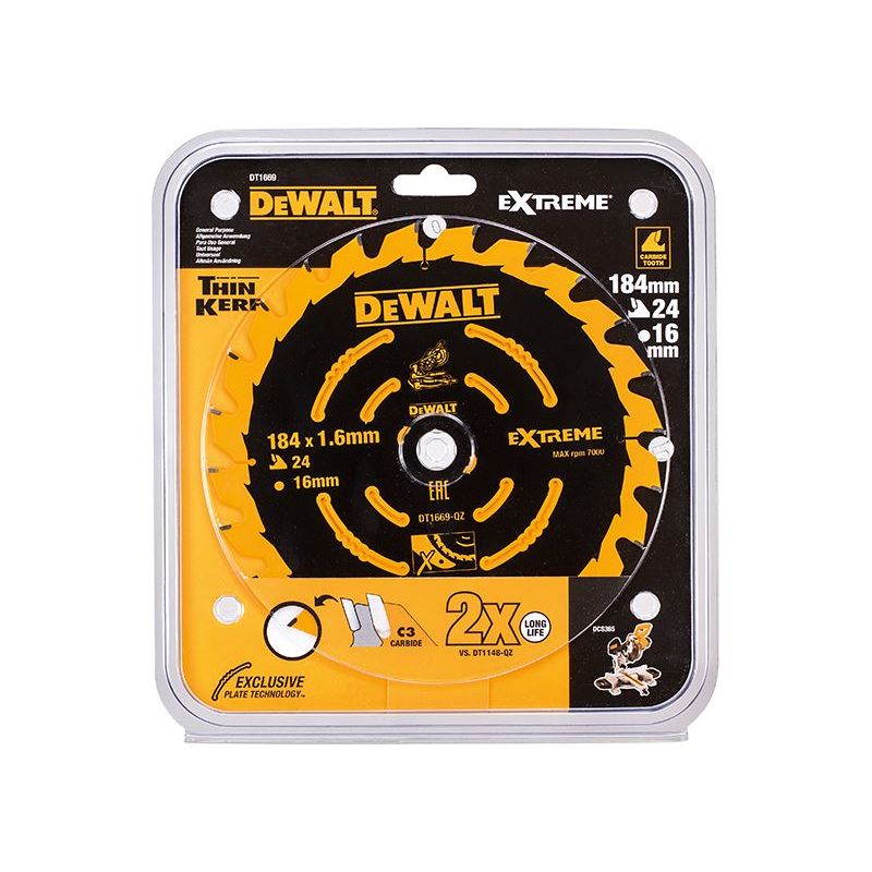 Dewalt Power Tools Cordless Mitre Saw Blade For DCS365 184 x 16mm x 24T DeWALT Power Tools - RockBottom Northampton