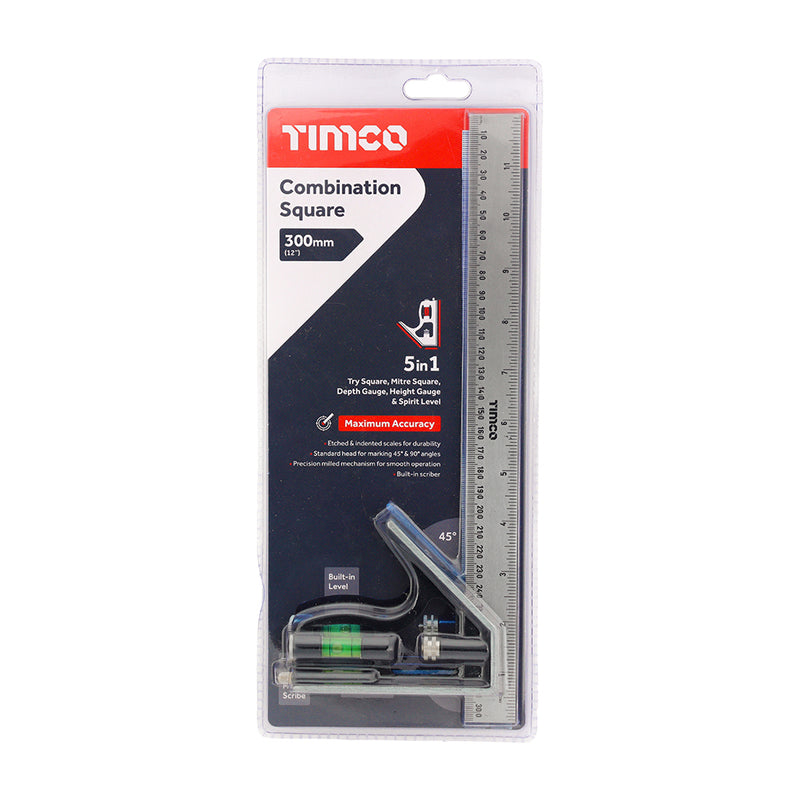 TIMCO Combination Square Set Square, Adjustable Carpentry Square