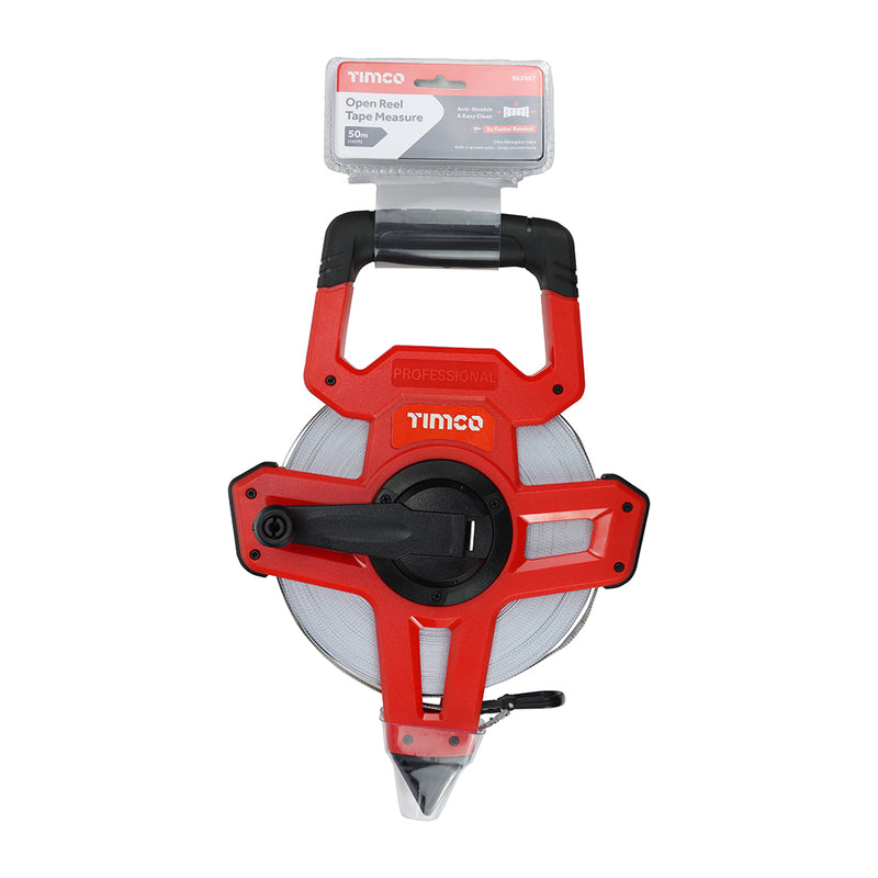 TIMCO Open Reel Long Tape Measure, Surveyors Fibreglass