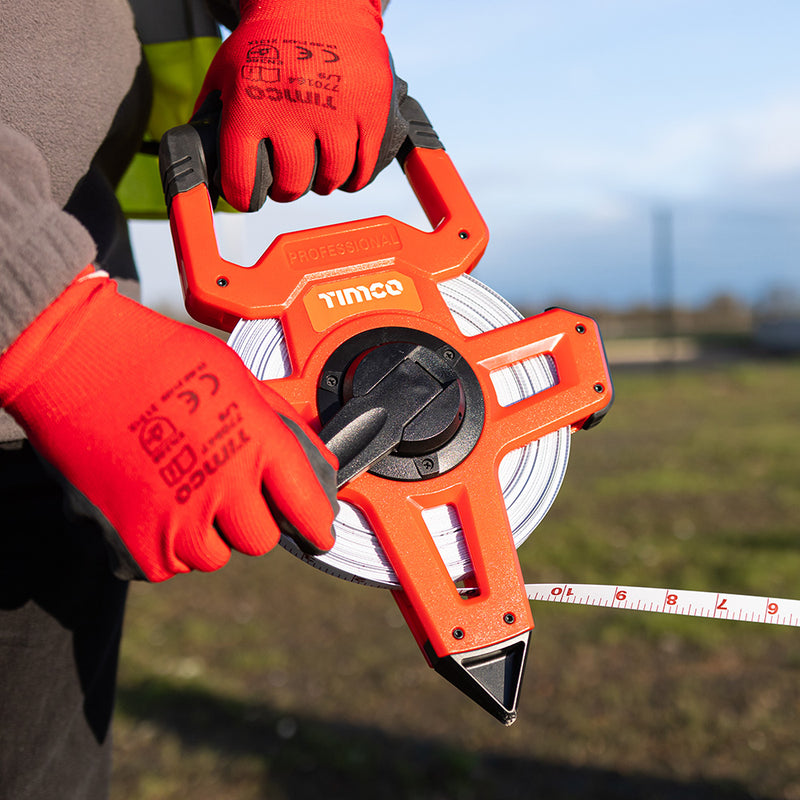 TIMCO Open Reel Long Tape Measure, Surveyors Fibreglass
