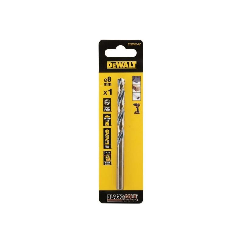 Dewalt Power Tools BLACK&GOLD HSS Drill Bit 8.0mm DeWALT Power Tools - RockBottom Northampton