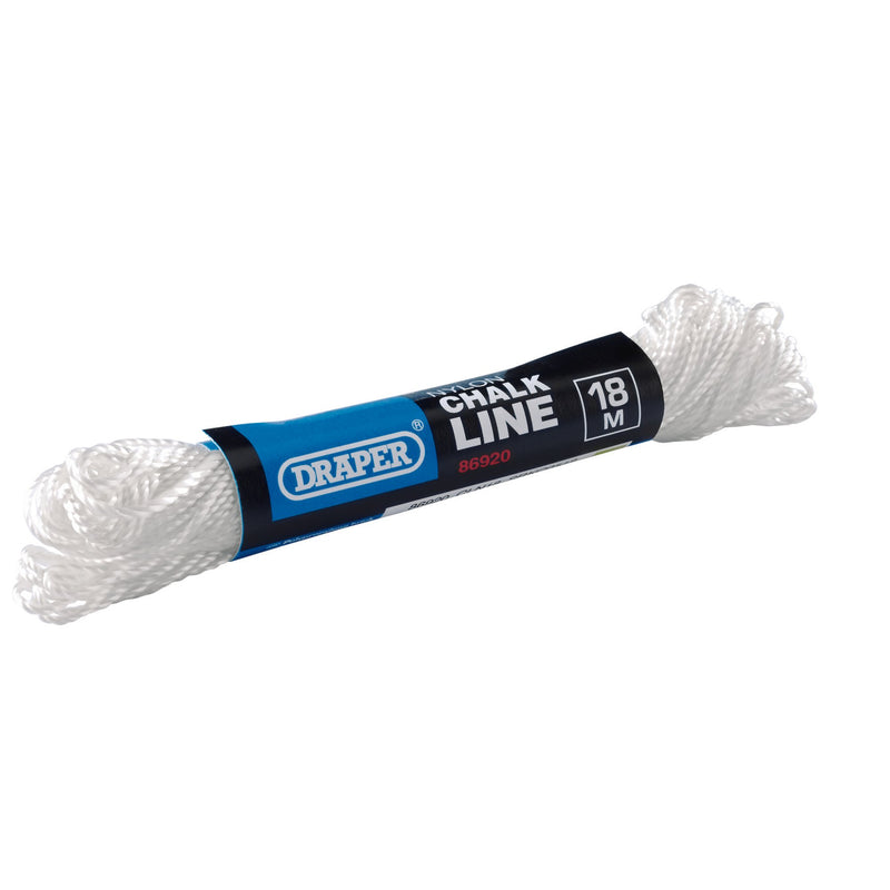 Draper 86920 Nylon Chalk Line, 18m, White