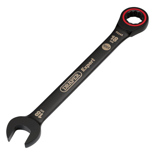 Draper Expert HI-TORQ Metric Ratchet Combination Spanner, 18mm, Black Draper - Town Tools