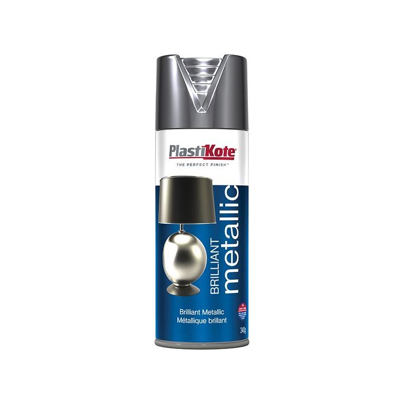 Plastikote Brilliant Metallic Spray Silver 400ml PlastiKote - RockBottom Nothampton