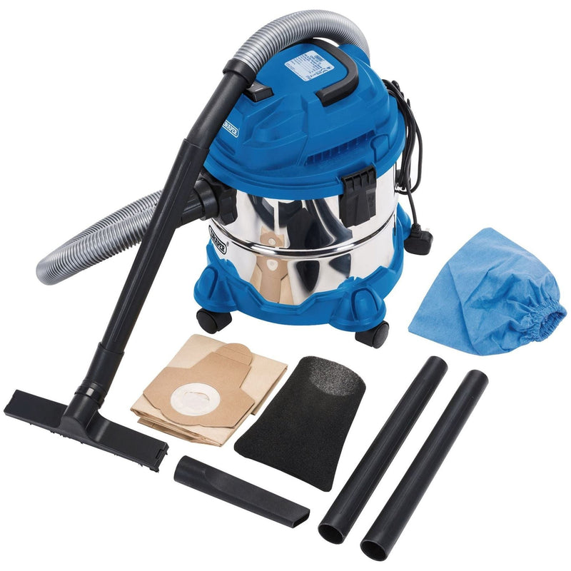 Draper 230V Wet and Dry Vacuum Cleaner with Stainless Steel Tank, 15L, 1250W Draper - Town Tools
