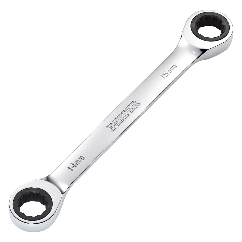 Draper Draper HI-TORQ Metric Double Ratchet Ring Spanner, 14 x 15mm Draper - Town Tools
