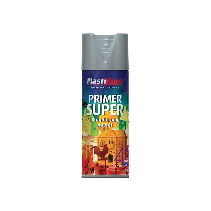 Plastikote Super Spray Primer Grey 400ml PlastiKote - RockBottom Nothampton