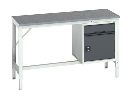 Bott Verso Bench with Cupboard + Drawer, Lino Top 1500 x 600mm