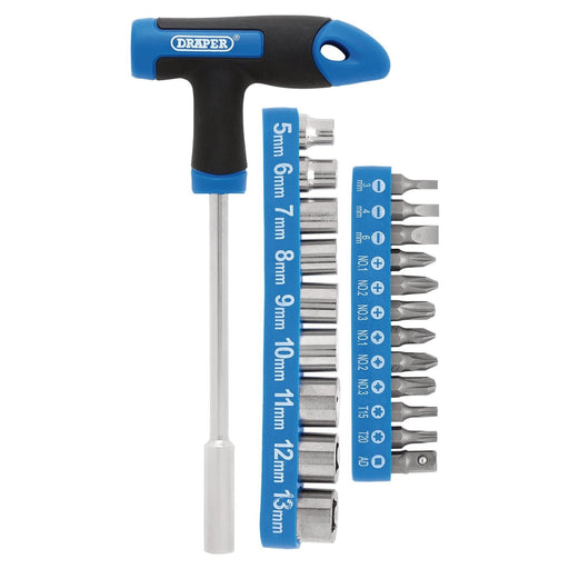 Draper T-Handle Screwdriver, Socket and Bit Set, 1/4" Sq. Dr. (22 Piece) Draper - Town Tools