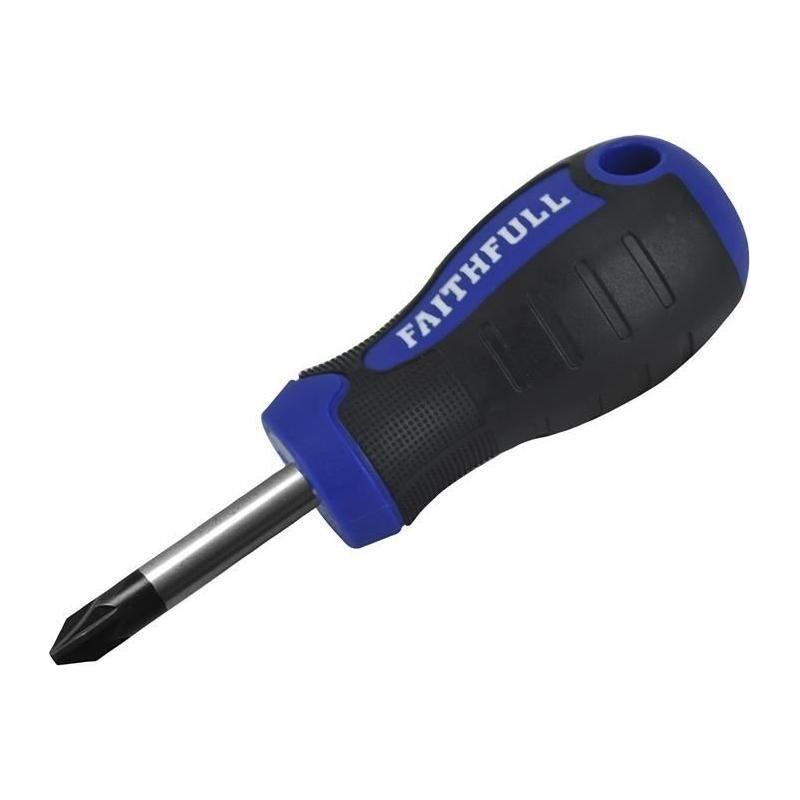 Faithfull Soft Grip Stubby Screwdriver Pozidriv Tip PZ2 x 38mm Faithfull - RockBottom Northampton