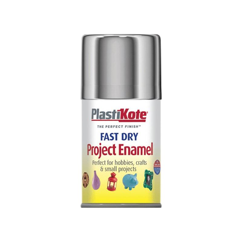 Plastikote Fast Dry Enamel Aerosol Chrome 100ml PlastiKote - RockBottom Nothampton