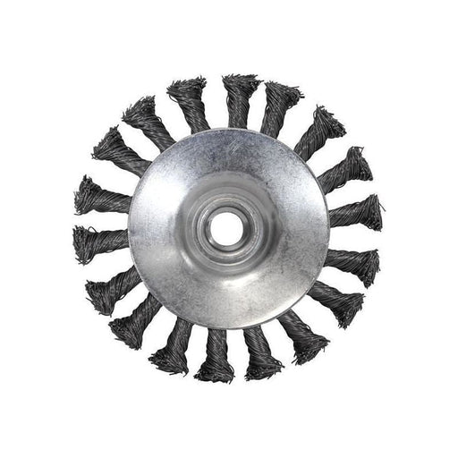 Faithfull Conical Wire Brush 100mm M14x2 Bore, 0.50mm Wire Faithfull - RockBottom Northampton