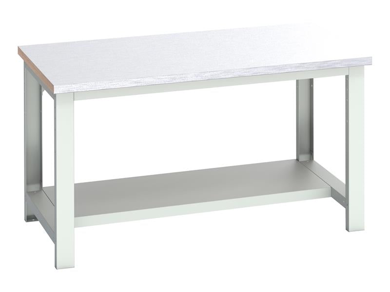 Bott Cubio Bench with Half Shelf, Steel Clad Top 1500 x 900mm