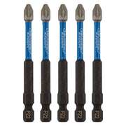 Draper Expert PZ-Type Impact Screwdriver Bits, No.2 x 75mm, 1/4" Hex (Pack of 5) Draper - Town Tools 
