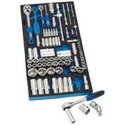 Draper Socket Set in Full Drawer EVA Insert Tray, 1/4", 3/8", and 1/2" (84 Piece Draper - Town Tools 