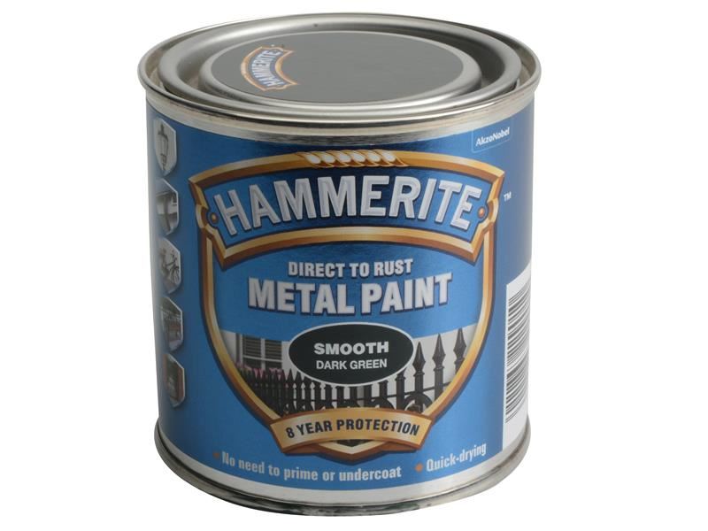 Hammerite Direct to Rust Smooth Finish Metal Paint Dark Green 250ml Hammerite - RockBottom Northampton