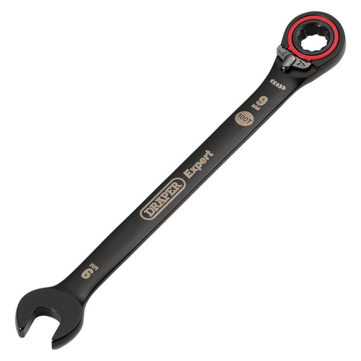 Draper Expert HI-TORQ Metric Reversible Ratchet Combination Spanner, 9mm, Black Draper - Town Tools