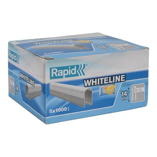 Rapid 36/14 14mm DP x 5m White Staples (Box 1000 x 5) Rapid - RockBottom Nothampton
