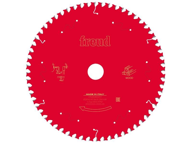 Freud Wood Table Saw Blade 260 x 30 x 2.6/1.8mm x 60T