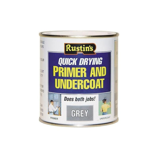 Rustins Quick Dry Primer & Undercoat Grey 500ml Rustins - RockBottom Nothampton