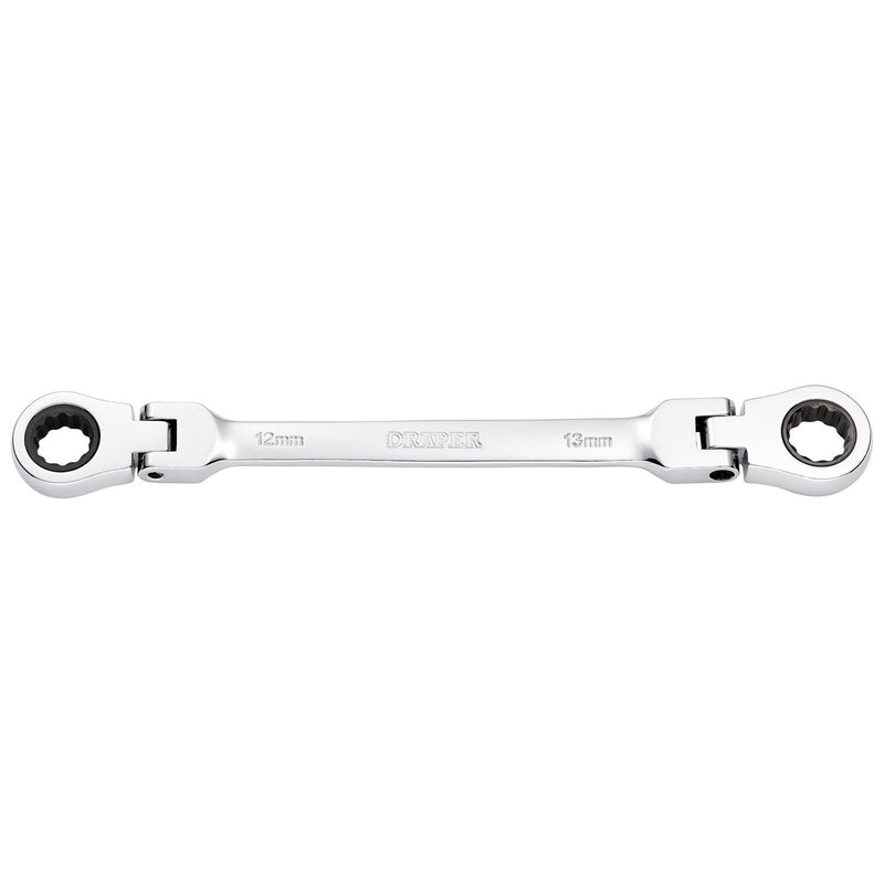 Draper HI-TORQ Metric Flexible Head Double Ring Ratchet Spanner, 12 x 13mm Draper - Town Tools